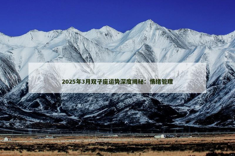 2025年3月双子座运势深度揭秘:情绪管理