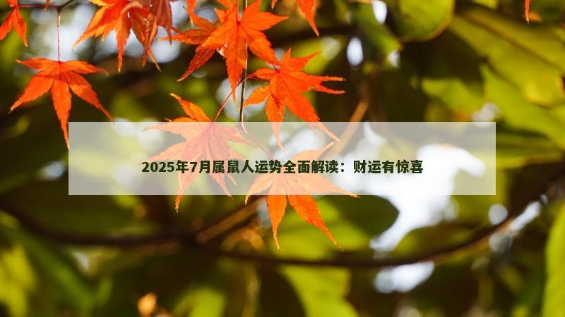 2025年7月属鼠人运势全面解读:财运有惊喜