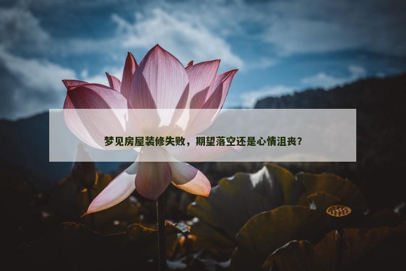 梦见房屋装修失败，期望落空还是心情沮丧？
