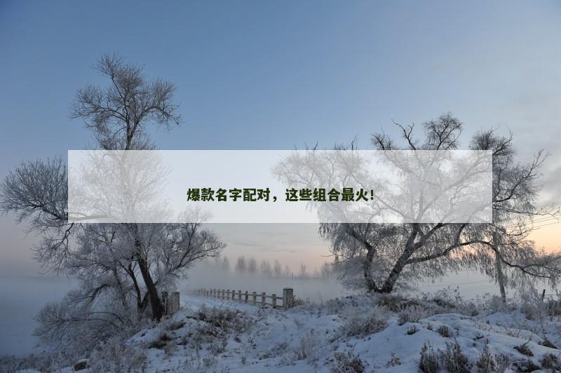 爆款名字配对，这些组合最火！