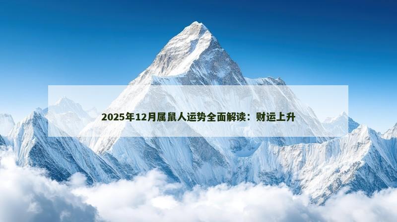 2025年12月属鼠人运势全面解读:财运上升