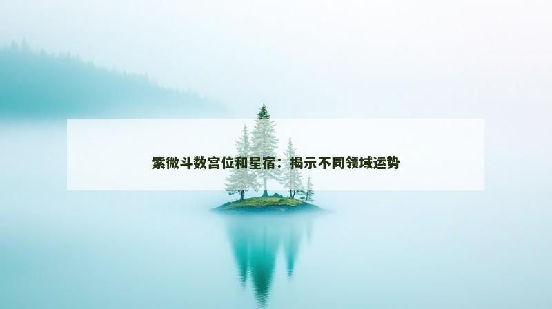 紫微斗数宫位和星宿:揭示不同领域运势