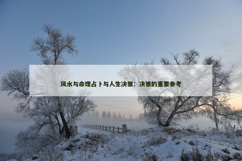 风水与命理占卜与人生决策:决策的重要参考