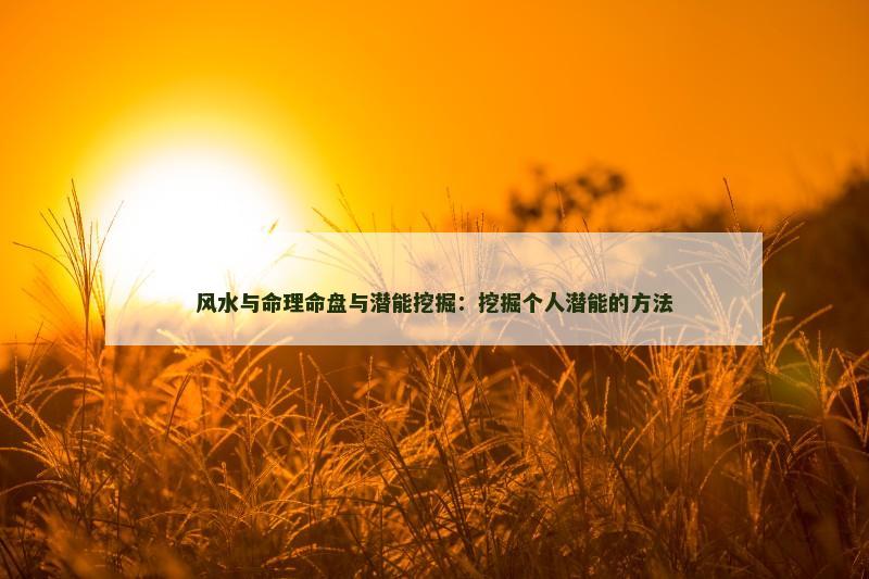 风水与命理命盘与潜能挖掘:挖掘个人潜能的方法