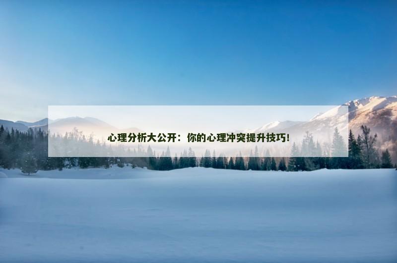 心理分析大公开:你的心理冲突提升技巧!