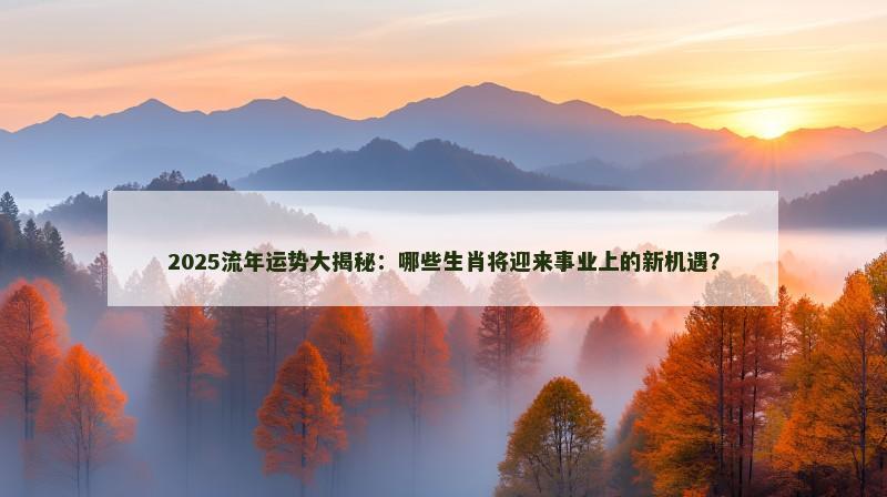2025流年运势大揭秘:哪些生肖将迎来事业上的新机遇?
