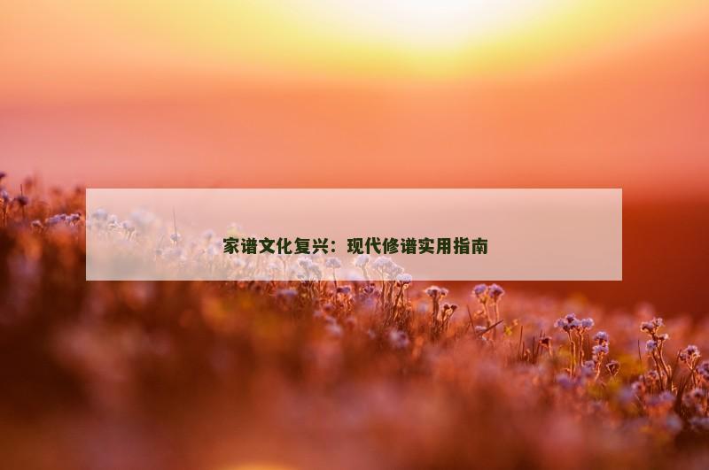 家谱文化复兴：现代修谱实用指南