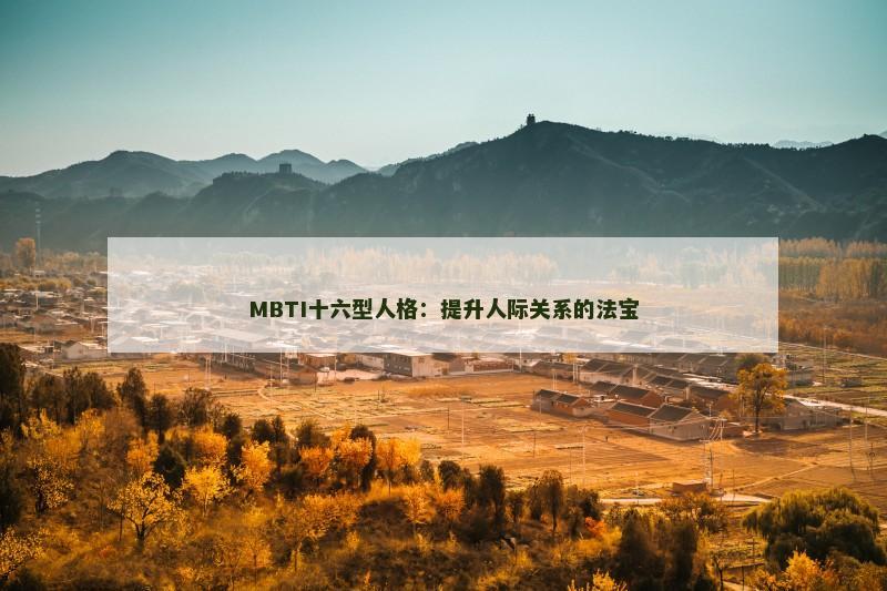 MBTI十六型人格：提升人际关系的法宝