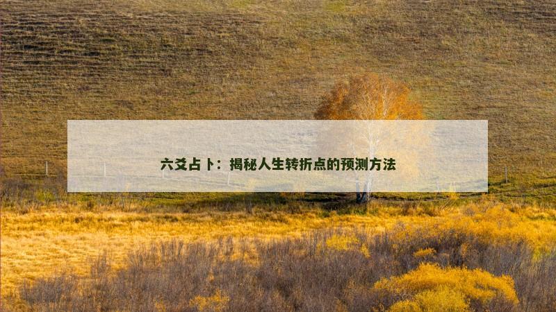 六爻占卜：揭秘人生转折点的预测方法