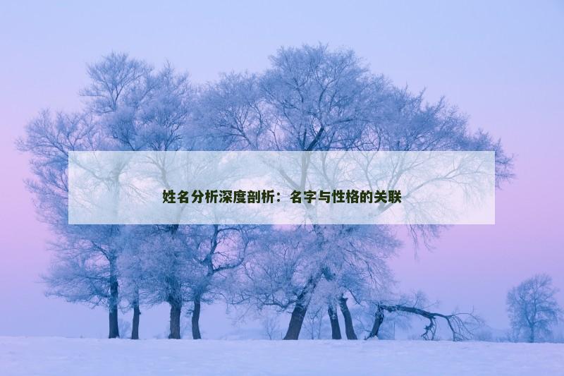 姓名分析深度剖析：名字与性格的关联