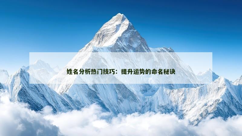 姓名分析热门技巧：提升运势的命名秘诀