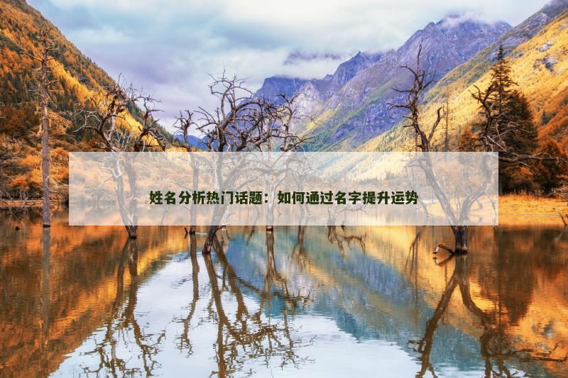 姓名分析热门话题：如何通过名字提升运势