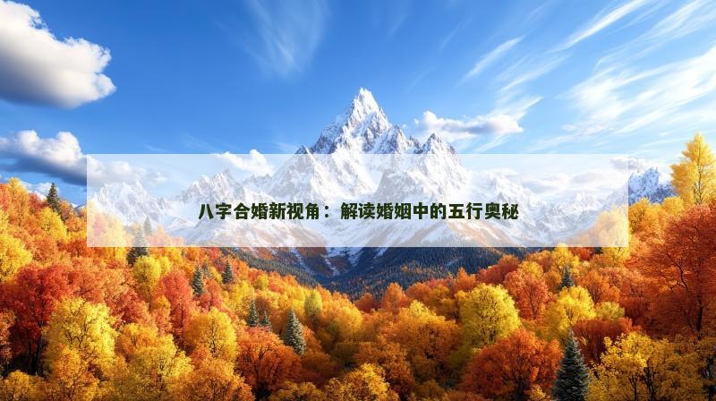 八字合婚新视角：解读婚姻中的五行奥秘