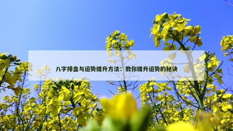 八字排盘与运势提升方法：教你提升运势的秘诀