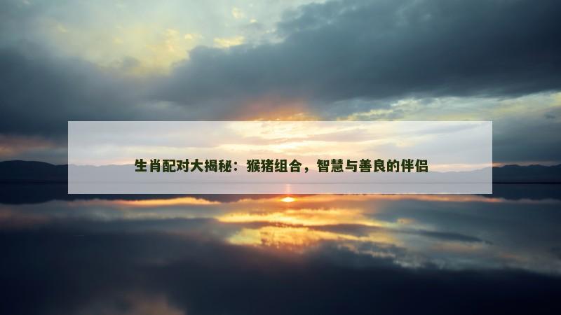 生肖配对大揭秘：猴猪组合，智慧与善良的伴侣